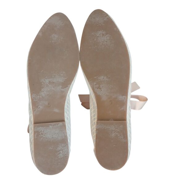 Intentionally Blank Valley Mesh Ballet Flats Size 5 Light Nude Bow Balletcore - Picture 10 of 10